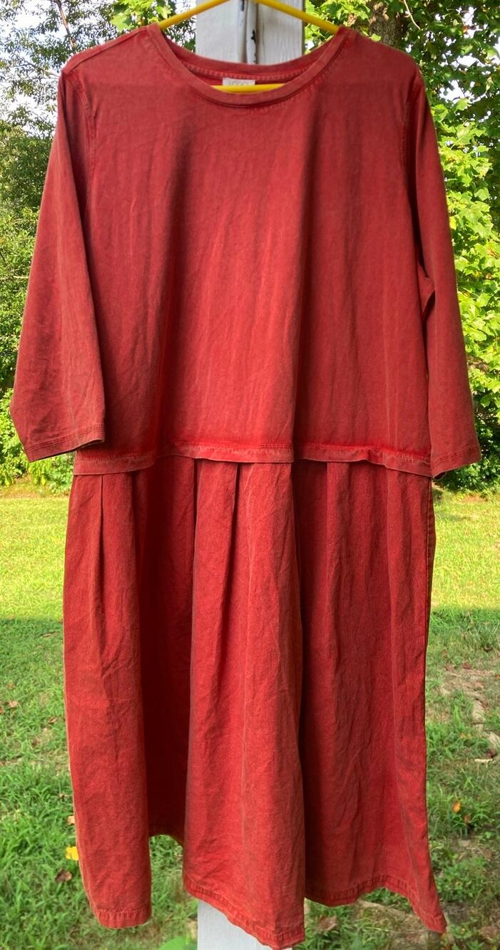 Logo - Lagenlook Earthy Terracotta Flowing Oversized Midi Dress - 2X Petite